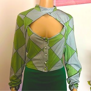 Mock neck long sleeve blouse